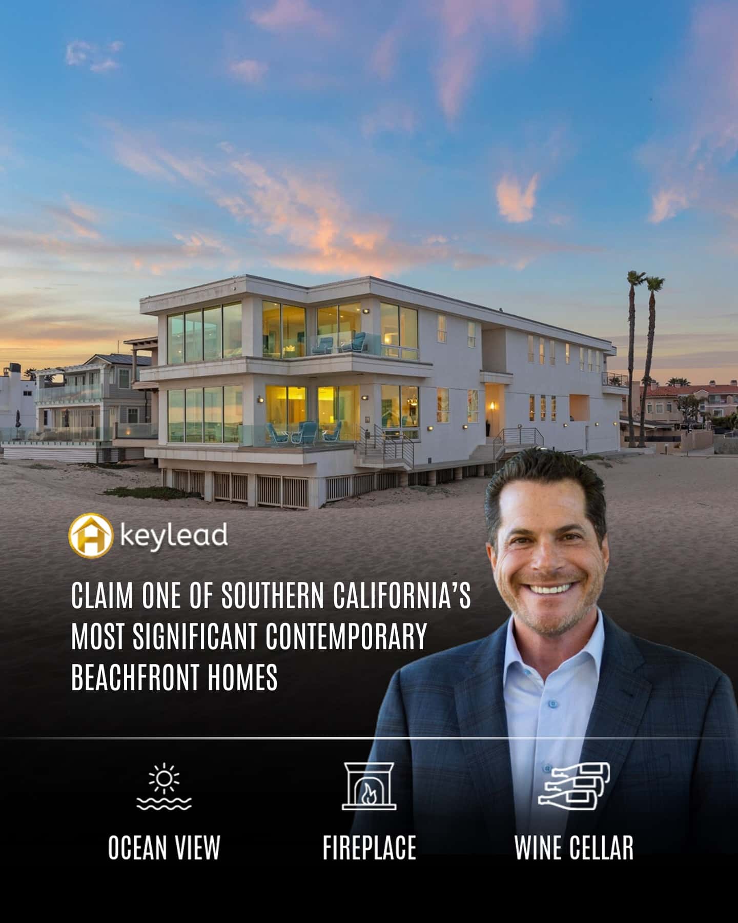 Jordan Cohen with contemporary beachfront home listing