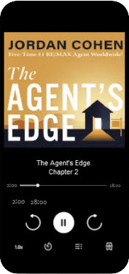The Agent's Edge audiobook playing Chapter 2 on a smartphone